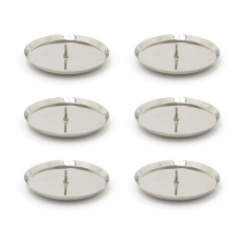 Set of 6 Contemporary Silver Metal Pillar Candle Holder | Church Pillar Candle Plate With Spike | Round Silver Candle Stand Modern Candle Holders - 10