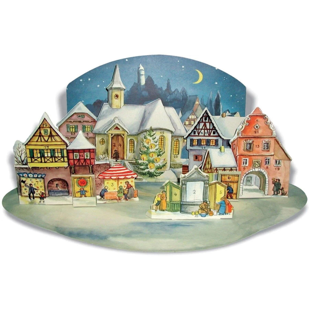 Carousel The Moonlit Village | 3D Freestanding Traditional Christmas Paper Advent Calendar