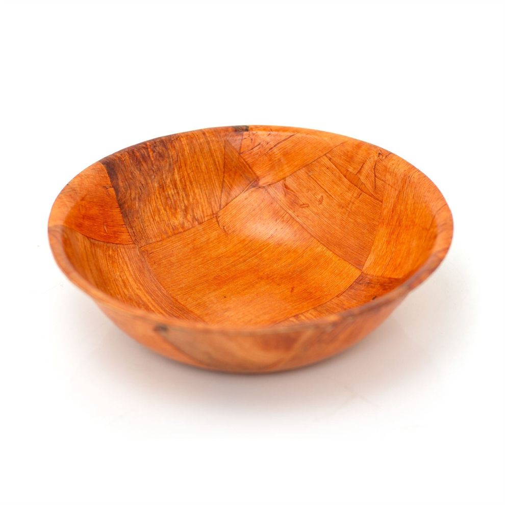 Carousel Round Wooden Woven Bowl | Wood Kitchen Bowl Woven Wood Snack Bowl | Rustic Serving Bowl - 15Cm