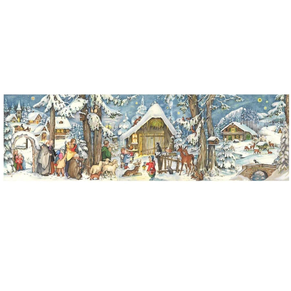 At the Stable Scene | Freestanding Traditional Christmas Paper Advent Calendar - Image 2