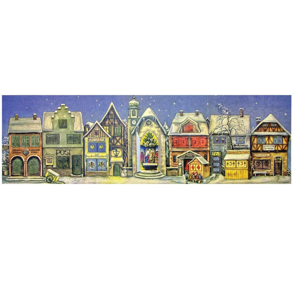 Carousel The Little Town From 1946 | Freestanding Traditional Christmas Paper Advent Calendar