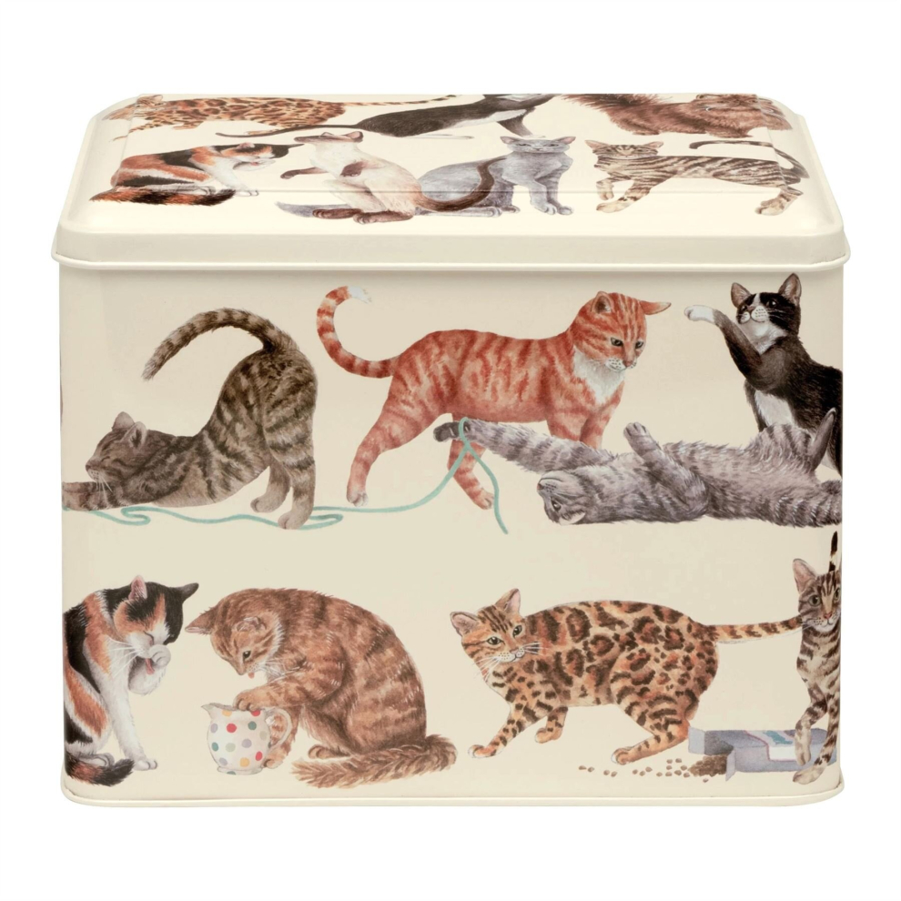 Emma Bridgewater - Cats Tin Caddy | Decorative Storage Canister With Lid | Rectangle Kitchen Tin Caddy Cat Treat Tin