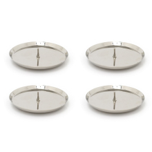 Set of 4 Contemporary Silver Metal Pillar Candle Holder | Church Pillar Candle Plate With Spike | Round Silver Candle Stand Modern Candle Holders - 10