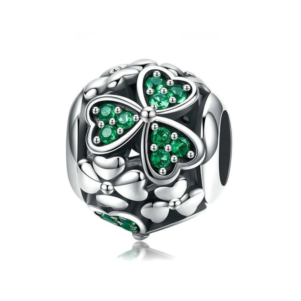 925 Sterling Silver Clover Shamrock Lucky Charm Bead Fits European Charm Bracelet