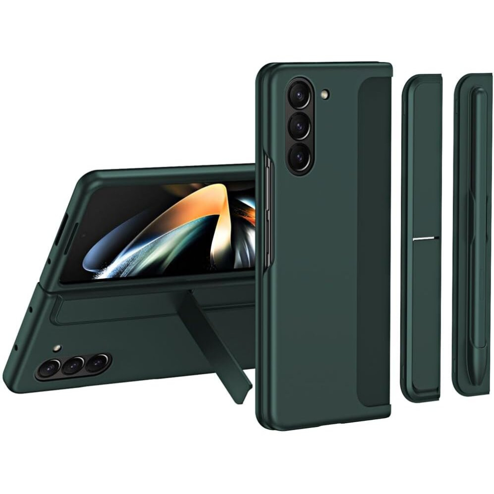 Techgear Samsung Galaxy Z Fold 5 Phone Case, [Interchangeable S-Pen Holder / Kickstand] [Front Screen Frame] Ultra-Thin Hard Pc Bumper Full Protective Cover