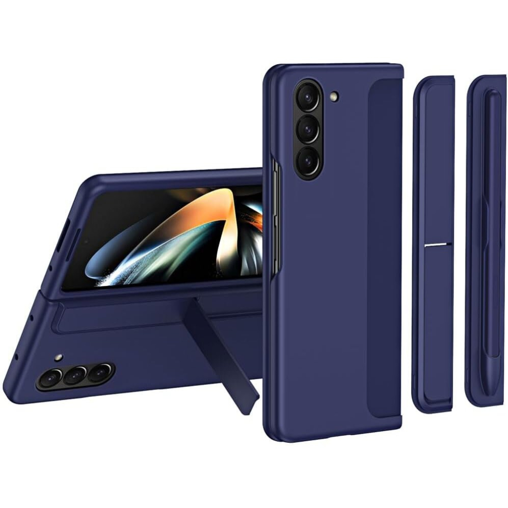 Techgear Samsung Galaxy Z Fold 5 Phone Case, [Interchangeable S-Pen Holder / Kickstand] [Front Screen Frame] Ultra-Thin Hard Pc Bumper Full Protective Cover
