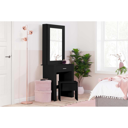 Birlea Black Dressing Table with Mirror Birlea Evelyn Sliding Vanity Desk Make Up 1