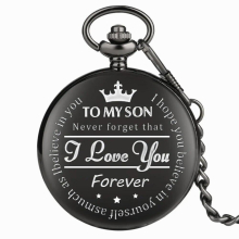 Vintage Quartz Mechanical Pocket Watch TO MY SON I LOVE YOU Full for Boys Kids Clock Fullmetal Alchemist