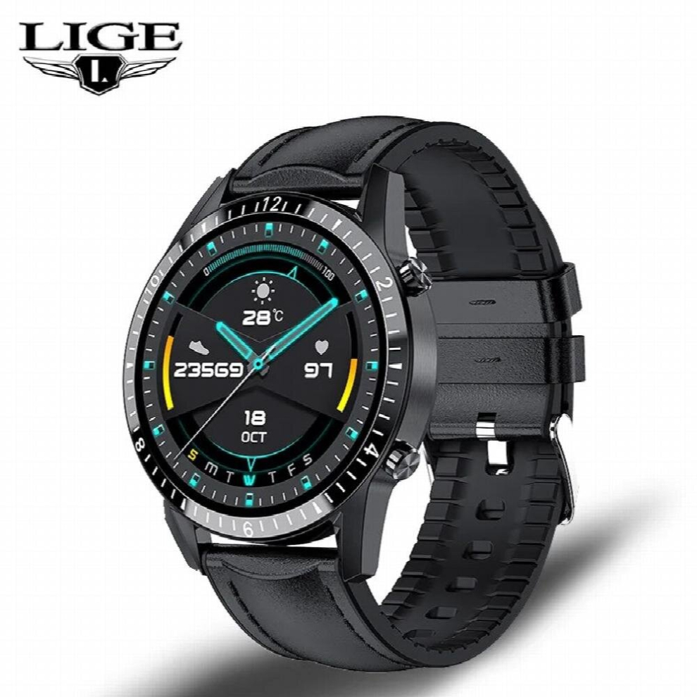 Lige Men Smart Watch Bluetooth Call Pedometer Blood Pressure Heart Rate Detection Waterproof Sport Mens Watches Montre Homme Black 885653210446
