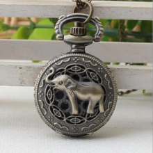 Vintage Bronze antiques elephant quartz clock Good pocket watches