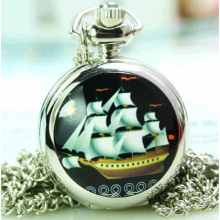 arrival silver cartoon sailing pocket watch necklace woman girl child pendant
