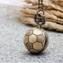 Vintage bronze Cuju football pendant quartz children students Necklace pocket watches