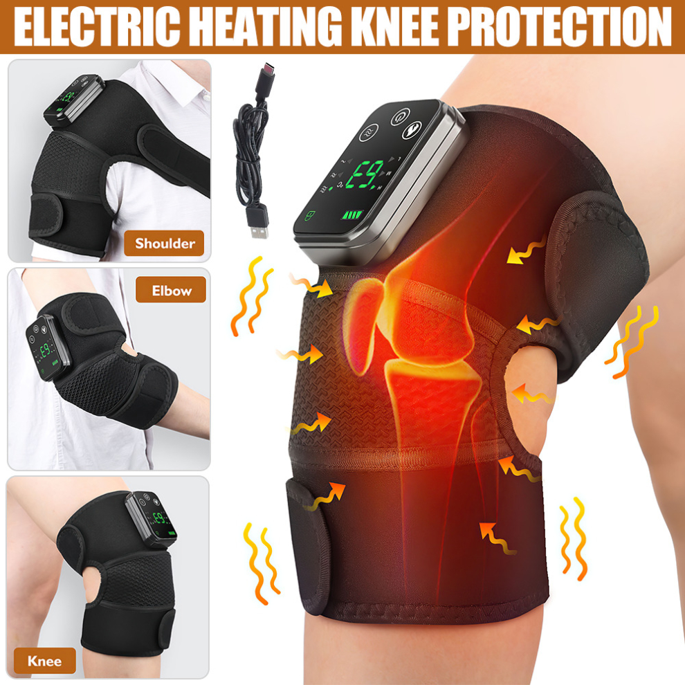 Cordless Heated Knee Massager Heating Shoulder Support Brace Wrap with Massage, Vibration Heating Pads for Relaxing Knee Shoulder Elbow