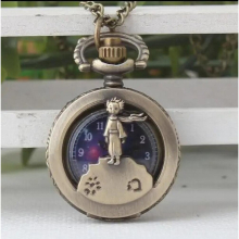 Vintage bronze Star prince Hollow out Students children mathematical Arab Necklace pocket watches