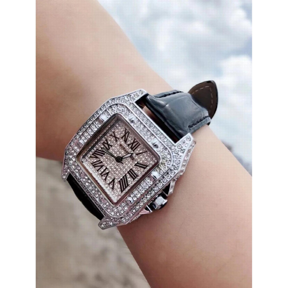 Men Women Couple Quartz Watch Support Rectangle Square Dial Iced Out Diamond Casual Male Female Wristwatch Multicoloured