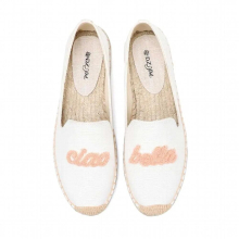 (pink letters White-5) Ladies Casual Letter Embroidered Flat Shoes Summer Slip-On Cloth Shoes Espadrilles All-match Comfortable Loafers Fisherman