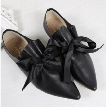32-43 Espadrilles shoes woman European famous ladies flats silk bow-knot espadrilles big bow shoes pointed toe flats shoes