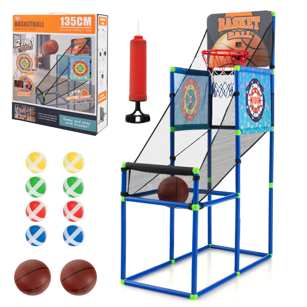 2-in-1 Childrens Basketball Arcade Game Sticky Balls Set Sport Toy