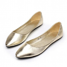 (gold-4) flat single shoes womens shoes comfortable all-match dipper shoes plus size 40 41 solid boat shoes