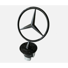 Gloss Black Mercedes Bonnet Raised Star Emblem Badge Chrome C E S CLK Class 44mm