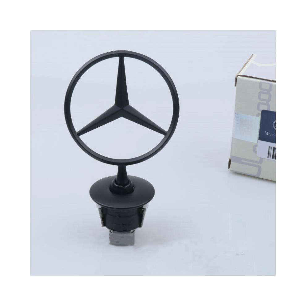 Mercedes Benz Raised Star Emblem Badge 44mm Matt Black Bonnet Hood C E S CLK