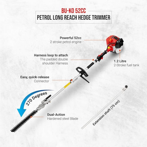 BU-KO BU-KO 52cc Long Reach Petrol Hedge Trimmer 1