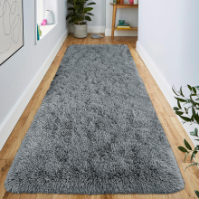 (80cm x 300 cm (2 ft 6 in x 10 ft)- Long Runner Rug, Silver Grey) Shaggy Grey Rugs Non Slip Area Rug Runner Carpets