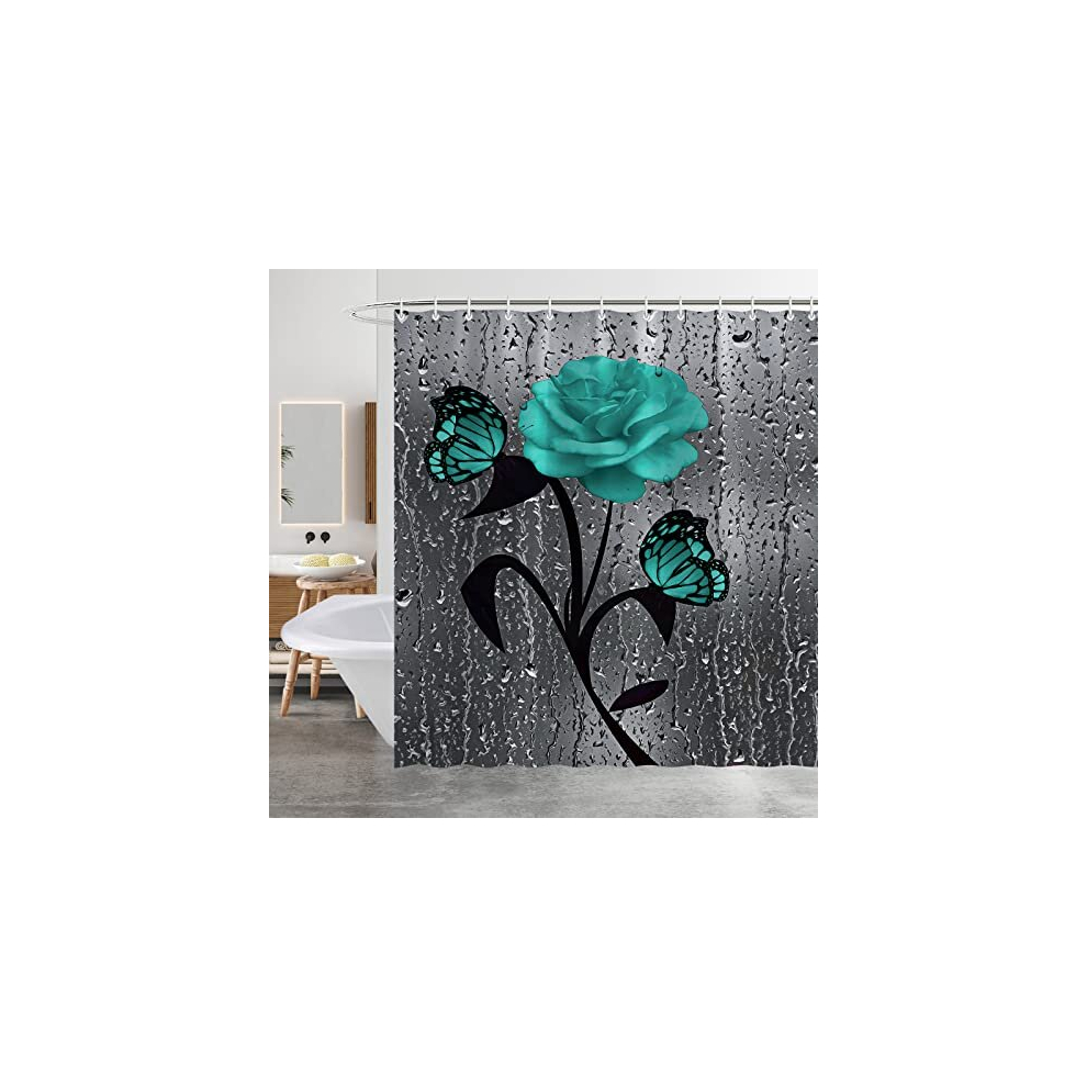Minicoco Shower Curtain Mould Proof Mildew Resistant Bathroom Shower Curtains Waterproof Shower Curtain 100% Polyester Shower Curtains With 12 Green