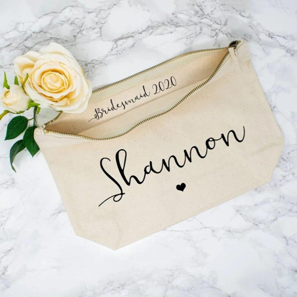 Multicoloured Bridesmaid Make Up Bag With Heart,Bride To Be Makeup Bags,Wedding Proposal Gift,Bridal Shower Cosmetic Accessory Bag