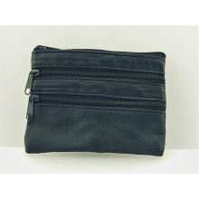Mens & Ladies | SMALL Soft Real Leather Coin Purse Coin Case Pouch | Four Zips
