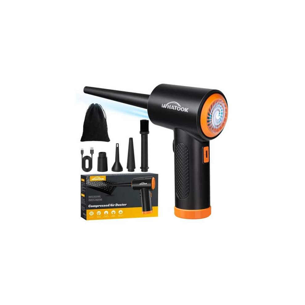 Whatook Compressed Pc Air Cleaner Duster, Electric Air Blower For Pc Cleaning 3-Speed Cordless 60000 Rpm Rechargeable Reusable Compressed Air Dusters For