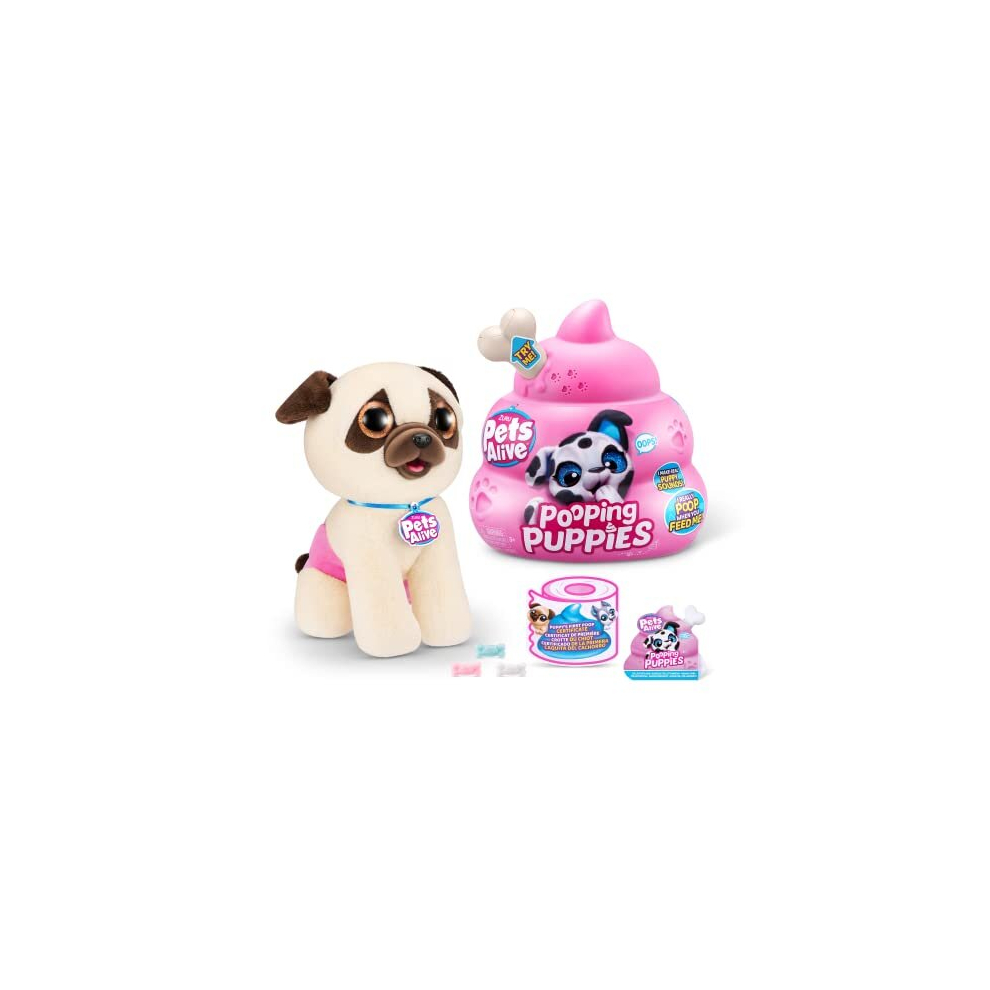 Pets Alive Pooping Puppies By Zuru, Pug, Real Pet Dog Puppy, Play Soft Toy, Developmental Nurturing Plush, Color Change Unboxing, Interactive