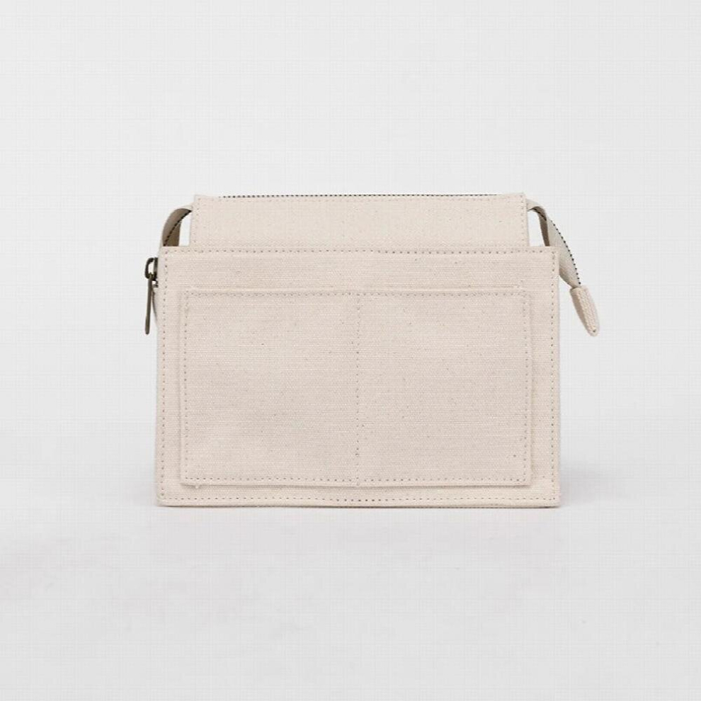 (Beige-L) Bag with built-in bag, bag liner, bag in bag, storage bag, female bag, mini, thin cosmetic bag, finishing bag-image-OPC-PCX958S-NEW