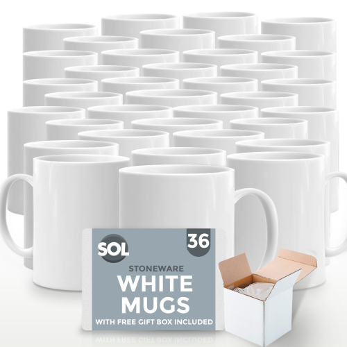 SOL (36 mugs) 24-36pk WHITE Mugs 11oz Large Coffee Tea + Boxes