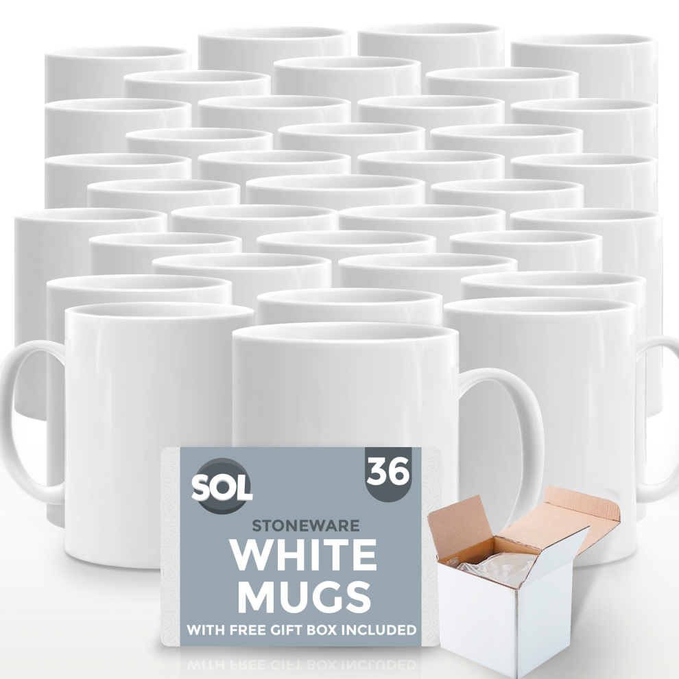 (36 mugs) 24-36pk WHITE Mugs 11oz Large Coffee Tea + Boxes