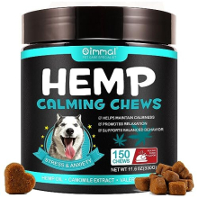 Calming Treats For Dogs, 150 Count Hemp Calming Chews for Dogs - Reduce Stress Relief, Separation, Barking, Fireworks, Thunderstorms - 100% Natural