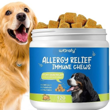 Bieyoc Itchy Dog Skin Relief, Itch Immunity Treats For Dogs, 120pcs Dog Allergy Relief for Anti Itch, Eyes, Ears, Skin, Stop Itching, Licking,