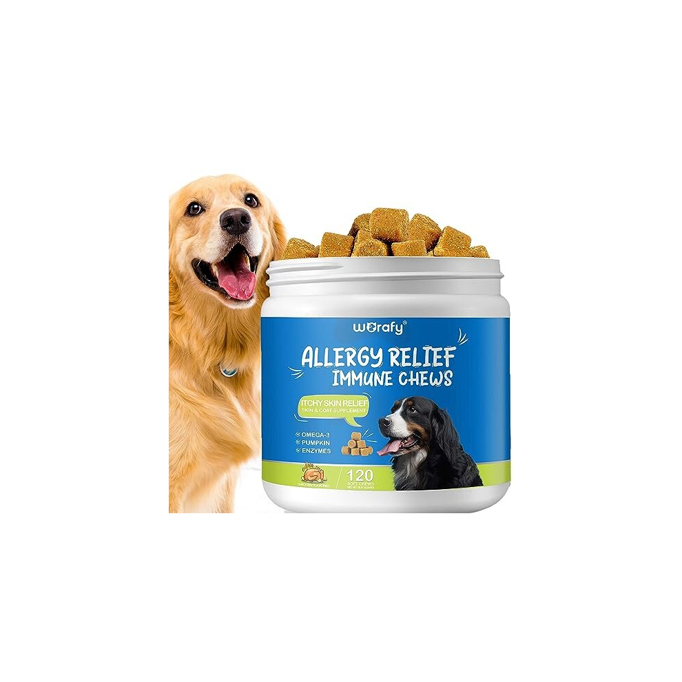 Bieyoc Itchy Dog Skin Relief, Itch Immunity Treats For Dogs, 120Pcs Dog Allergy Relief For Anti Itch, Eyes, Ears, Skin, Stop Itching, Licking,
