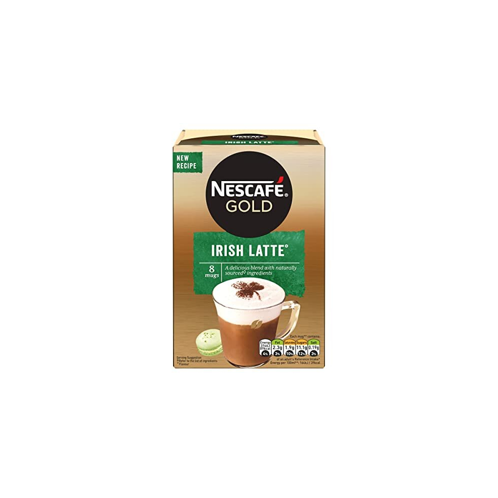 Nescafe Gold Irish Latte Instant Coffee Sachets (Pack of 6, Total 48 Sachets)