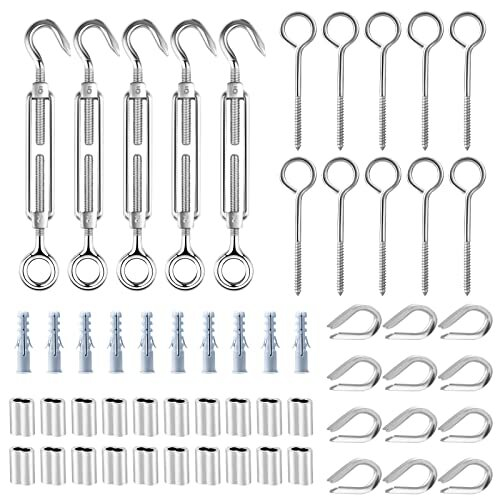 TooTaci M5 Turnbuckle Wire Tensioner Kit With 15M/3mm Stainless Steel Coated Cable Wire Rope, 3mm Garden Wire Heavy Duty With Vine Eyes For Climbing Plants, Lights Hanging, Curtain Wire - View #6