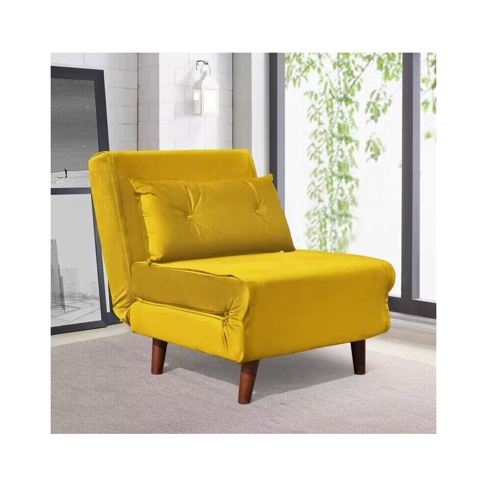 (Yellow) Velvet Fabric Sleeper Bed/ Sofa