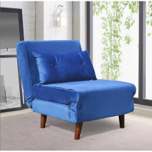 (Navy) Velvet Fabric Sleeper Bed/ Sofa