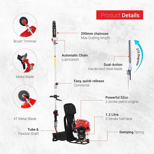 BU-KO BU-KO 52cc Backpack Long Reach Petrol Multi Functional Garden Tool 1