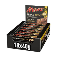 Mars Triple Treat Fruit & Nut Chocolate Bars, Healthy Snacks, Bulk Chocolate, Milk Chocolate, 18 x 40g