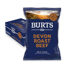 Burts Devon Roast Beef Hand Cooked Burts Crisps - 20 x 40 g Multipack Box - Gluten Free, Hydrogenated Fat Free, Non-GMO - Devon Roast Beef Burts