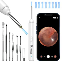 VITCOCO Ear Wax Removal Kit 1920P Wireless Ear Cleaner with Camera with 6 LED Lights 3mm Visual Ear Otoscope for iPhone, Android, iPad (White)