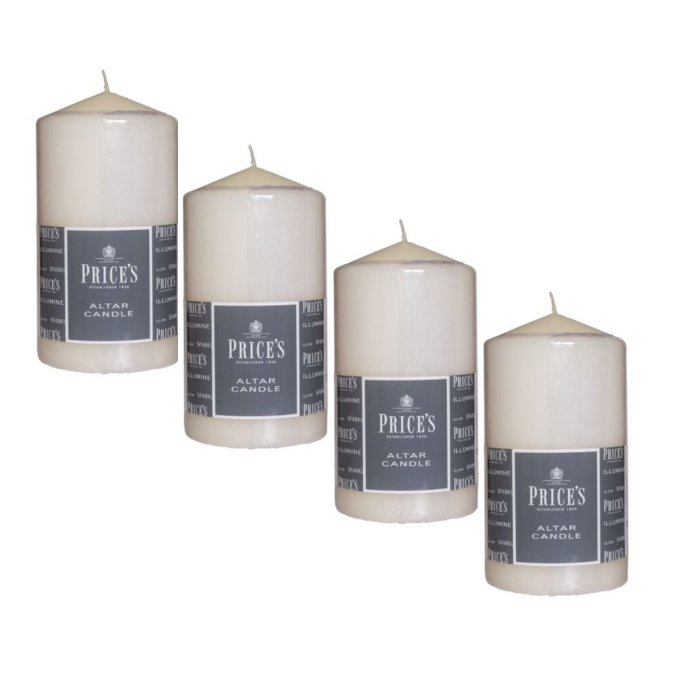 4 Prices Altar Pillar Candle 150x80mm Unscented Smokeless Non Drip 75H