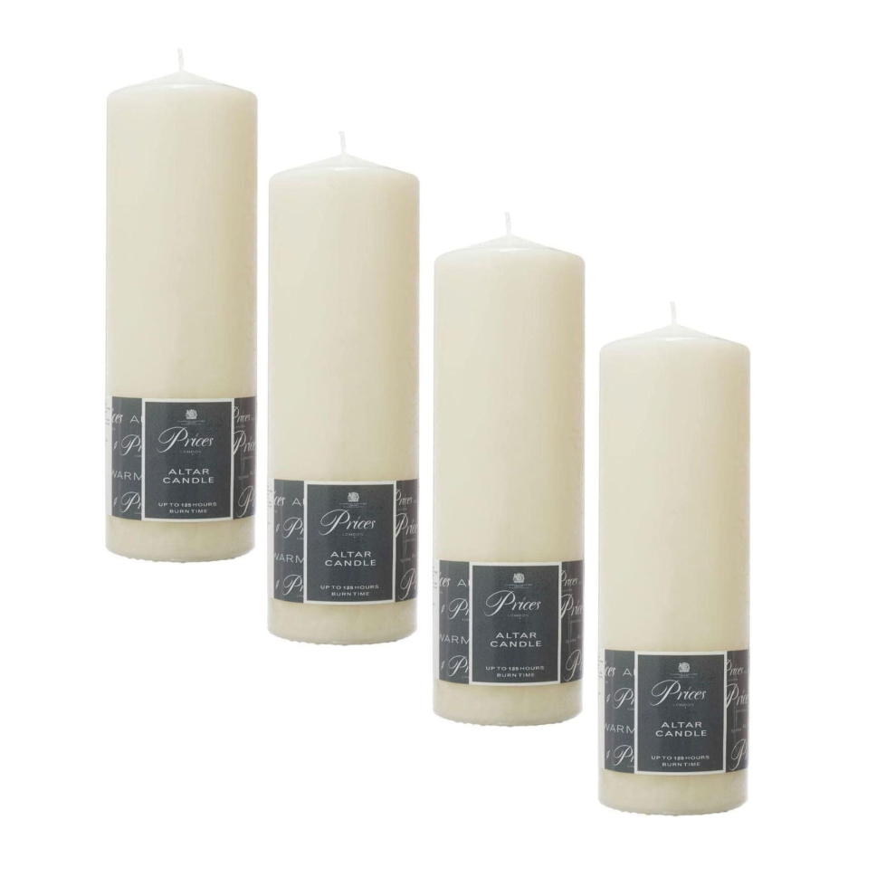 4 Prices Tall Altar Pillar Candle 250x80mm Unscented Smokeless Nondrip