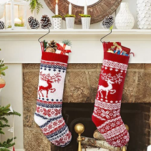 VDSOW Christmas Stockings Set of 2, 18 inch Knitted Christmas Stocking Personalised for Adults Kids, Large Xmas Stockings Hanging Gift Bag Socks