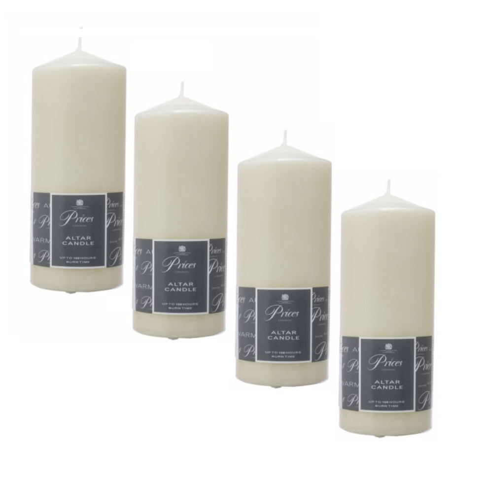 4 Prices Altar Pillar Candle 200x80mm Unscented Smokeless Nondrip 100H